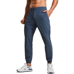 imageCRZ YOGA Athletic Joggers for Men  29quot Lightweight Running Training Pants with Zip Pockets and Ankle ZippersElectric Blue