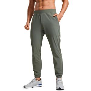 imageCRZ YOGA Athletic Joggers for Men  29quot Lightweight Running Training Pants with Zip Pockets and Ankle ZippersGrey Sage