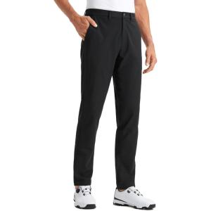 imageCRZ YOGA Mens All Day Comfy Golf Pants  28quot30quot32quot34quot Quick Dry Lightweight Work Casual Trousers with PocketsBlack