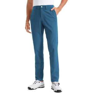 imageCRZ YOGA Mens All Day Comfy Golf Pants  28quot30quot32quot34quot Quick Dry Lightweight Work Casual Trousers with PocketsIron Blue