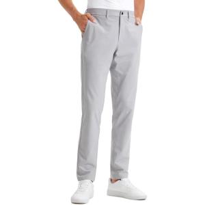 imageCRZ YOGA Mens All Day Comfy Golf Pants  28quot30quot32quot34quot Quick Dry Lightweight Work Casual Trousers with PocketsPlatinum Grey