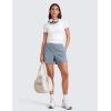 imageCRZ YOGA Stretch Womens Shorts Casual 4quot Linerless High Waisted V Slit for Athletic Hiking Dress Golf with PocketsBelgian Blue