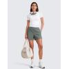 imageCRZ YOGA Stretch Womens Shorts Casual 4quot Linerless High Waisted V Slit for Athletic Hiking Dress Golf with PocketsGrey Sage