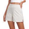 imageCRZ YOGA Stretch Womens Shorts Casual 4quot Linerless High Waisted V Slit for Athletic Hiking Dress Golf with PocketsMilky White Bone