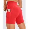 imageCRZ YOGA Womens Butterluxe Biker Shorts with Pockets 5 Inches  High Waisted Volleyball Workout Athletic Yoga Short LeggingsDeep Red