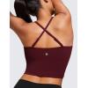 imageCRZ YOGA Butterluxe Adjustable Longline Sports Bras for Women  Square Neck Padded Workout Crop Top Camisole Tank TopRed Merlot