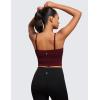 imageCRZ YOGA Butterluxe Adjustable Longline Sports Bras for Women  Square Neck Padded Workout Crop Top Camisole Tank TopRed Merlot