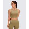 imageCRZ YOGA Butterluxe Racerback High Neck Longline Sports Bras for Women  Padded Workout Crop Tank Tops with Built in BraSoul Brown