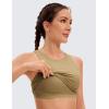 imageCRZ YOGA Butterluxe Racerback High Neck Longline Sports Bras for Women  Padded Workout Crop Tank Tops with Built in BraSoul Brown