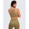imageCRZ YOGA Butterluxe Racerback High Neck Longline Sports Bras for Women  Padded Workout Crop Tank Tops with Built in BraSoul Brown