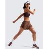 imageCRZ YOGA Running Shorts for Women High Waisted V Split Gym Workout Athletic Track Shorts with Mesh Liner Quick DryCoffee Brown