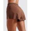 imageCRZ YOGA Running Shorts for Women High Waisted V Split Gym Workout Athletic Track Shorts with Mesh Liner Quick DryCoffee Brown