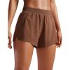 imageCRZ YOGA Running Shorts for Women High Waisted V Split Gym Workout Athletic Track Shorts with Mesh Liner Quick DryCoffee Brown