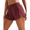 imageCRZ YOGA Running Shorts for Women High Waisted V Split Gym Workout Athletic Track Shorts with Mesh Liner Quick DryRed Merlot