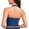 imageCRZ YOGA Womens Butterluxe Halter Longline Sports Bra  Padded Workout Yoga Crop Tank Tops with Built in Shelf BraFrench Navy