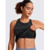 imageCRZ YOGA Butterluxe Womens Racerback High Neck Tank Top  with Built in Bra Workout Padded Yoga Athletic CamisoleDark Grey Camouflage 2