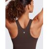 imageCRZ YOGA Butterluxe Womens Racerback High Neck Tank Top  with Built in Bra Workout Padded Yoga Athletic CamisoleHot Fudge Brown