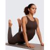 imageCRZ YOGA Butterluxe Womens Racerback High Neck Tank Top  with Built in Bra Workout Padded Yoga Athletic CamisoleHot Fudge Brown