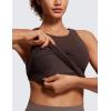 imageCRZ YOGA Butterluxe Womens Racerback High Neck Tank Top  with Built in Bra Workout Padded Yoga Athletic CamisoleHot Fudge Brown