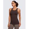 imageCRZ YOGA Butterluxe Womens Racerback High Neck Tank Top  with Built in Bra Workout Padded Yoga Athletic CamisoleHot Fudge Brown