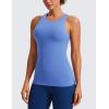 imageCRZ YOGA Butterluxe Womens Racerback High Neck Tank Top  with Built in Bra Workout Padded Yoga Athletic CamisoleWild Indigo