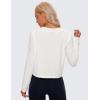 imageCRZ YOGA Pima Cotton Long Sleeve Workout Shirts for Women Loose Cropped Tops Athletic Sports TShirtMilky White Bone