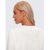 imageCRZ YOGA Pima Cotton Long Sleeve Workout Shirts for Women Loose Cropped Tops Athletic Sports TShirtMilky White Bone