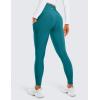 imageCRZ YOGA Thermal Fleece Lined Leggings Women 28  Winter Warm High Waisted Hiking Pants with Pockets Workout Running TightsGreen Jade