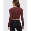 imageCRZ YOGA Womens Long Sleeve Crop Workout Tops Athletic Yoga Running Cropped Tops Slim Fit Gym ShirtsNoctilucence Red