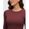imageCRZ YOGA Womens Long Sleeve Crop Workout Tops Athletic Yoga Running Cropped Tops Slim Fit Gym ShirtsNoctilucence Red