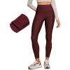 imageCRZ YOGA Womens High Waisted Fleece Lined Leggings 25 inches  Winter Warm Thick Thermal Soft Workout Yoga PantsRed Merlot