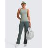 imageCRZ YOGA Butterluxe Womens Racerback Workout Tank Top with Built in Shelf Bra  Padded High Neck Yoga Athletic CamisoleGreen Palm Court