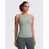 imageCRZ YOGA Butterluxe Womens Racerback Workout Tank Top with Built in Shelf Bra  Padded High Neck Yoga Athletic CamisoleGreen Palm Court