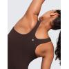 imageCRZ YOGA Butterluxe Womens Racerback Workout Tank Top with Built in Shelf Bra  Padded High Neck Yoga Athletic CamisoleHot Fudge Brown