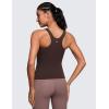 imageCRZ YOGA Butterluxe Womens Racerback Workout Tank Top with Built in Shelf Bra  Padded High Neck Yoga Athletic CamisoleHot Fudge Brown