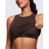 imageCRZ YOGA Butterluxe Womens Racerback Workout Tank Top with Built in Shelf Bra  Padded High Neck Yoga Athletic CamisoleHot Fudge Brown