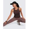 imageCRZ YOGA Butterluxe Womens Racerback Workout Tank Top with Built in Shelf Bra  Padded High Neck Yoga Athletic CamisoleHot Fudge Brown