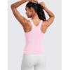 imageCRZ YOGA Butterluxe Womens Racerback Workout Tank Top with Built in Shelf Bra  Padded High Neck Yoga Athletic CamisolePink Peony