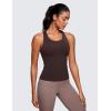 imageCRZ YOGA Butterluxe Workout Tank Tops for Women Built in Shelf Bras Padded  Racerback Athletic Spandex Yoga CamisoleHot Fudge Brown