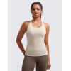 imageCRZ YOGA Butterluxe Workout Tank Tops for Women Built in Shelf Bras Padded  Racerback Athletic Spandex Yoga CamisoleMojave Tan