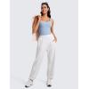 imageCRZ YOGA Butterluxe Workout Tank Tops for Women U Neck Padded Crop Tops Athletic Camisole Tops with Built in BraCambric Blue