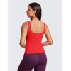imageCRZ YOGA Butterluxe Workout Tank Tops for Women U Neck Padded Crop Tops Athletic Camisole Tops with Built in BraDeep Red