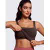 imageCRZ YOGA Butterluxe Workout Tank Tops for Women U Neck Padded Crop Tops Athletic Camisole Tops with Built in BraHot Fudge Brown