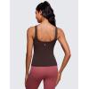 imageCRZ YOGA Butterluxe Workout Tank Tops for Women U Neck Padded Crop Tops Athletic Camisole Tops with Built in BraHot Fudge Brown