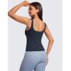 imageCRZ YOGA Butterluxe Workout Tank Tops for Women U Neck Padded Crop Tops Athletic Camisole Tops with Built in BraTrue Navy