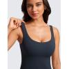 imageCRZ YOGA Butterluxe Workout Tank Tops for Women U Neck Padded Crop Tops Athletic Camisole Tops with Built in BraTrue Navy