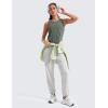 imageCRZ YOGA Pima Cotton Cropped Tank Tops for Women Workout Crop Tops High Neck Sleeveless Athletic Gym ShirtsGrey Sage