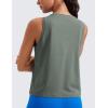 imageCRZ YOGA Pima Cotton Cropped Tank Tops for Women Workout Crop Tops High Neck Sleeveless Athletic Gym ShirtsGrey Sage