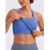imageCRZ YOGA Seamless Ribbed Womens Tank Top Racerback Camisoles with Built in Bra Padded Scoop Neck Athletic Workout Slim TanksWild Indigo