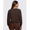 imageCRZ YOGA Womens Fleece Cropped Sweatshirts Crewneck Long Sleeve Sweat Shirts Double Raw Hem Workout Casual Pullover TopsHot Fudge Brown